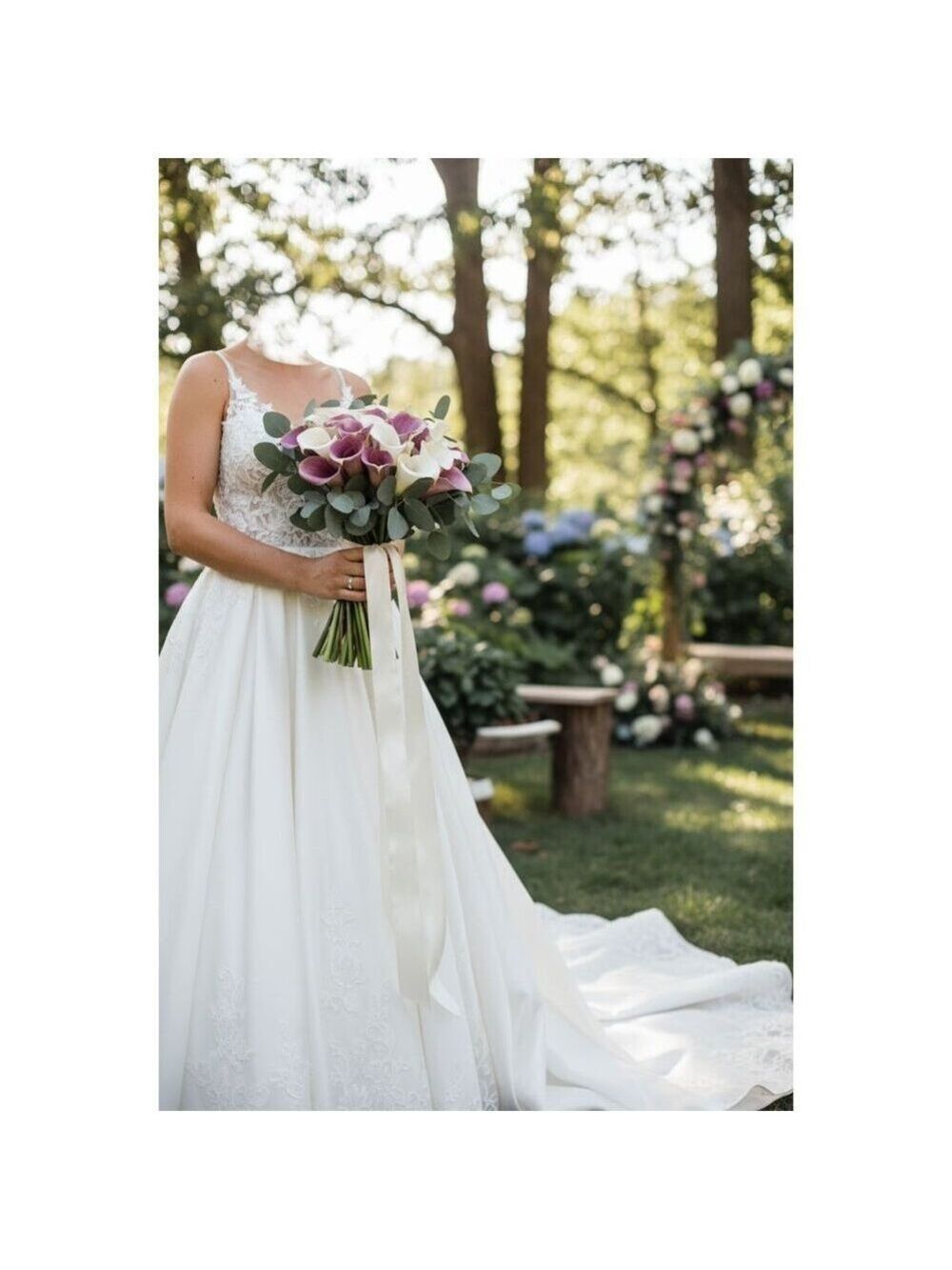 Lavender Purple and White Faux Calla Lily Stems 15 Inch Wedding Artificial Flowe - Picture 3 of 11